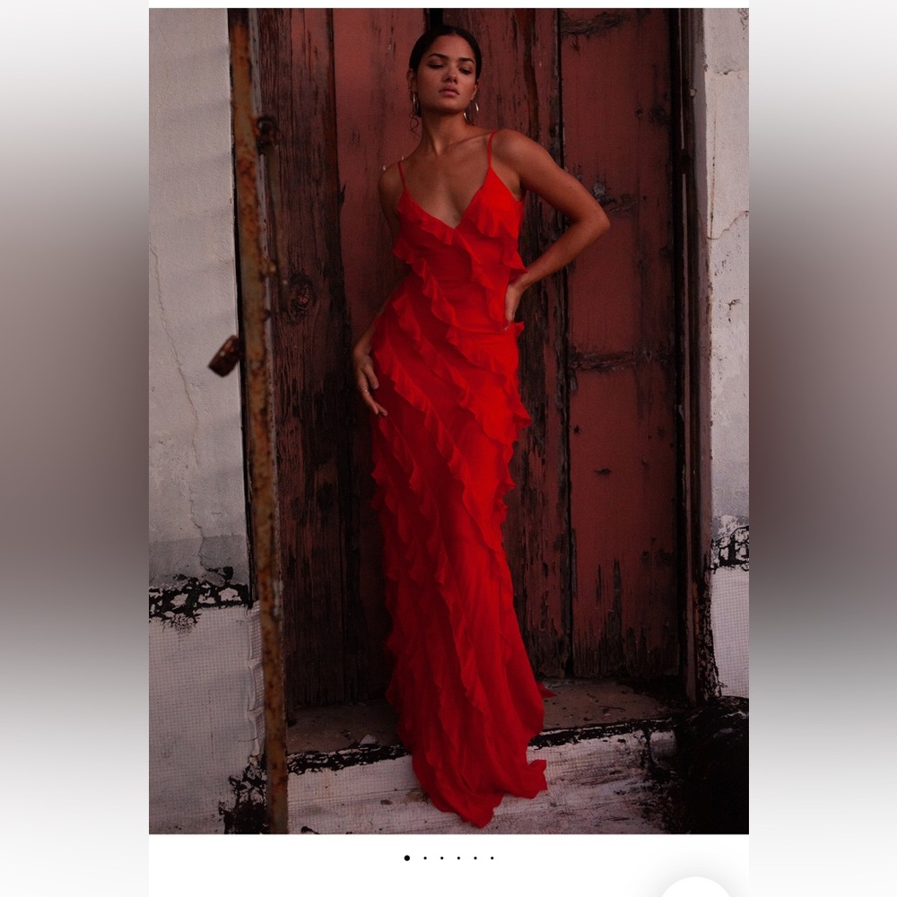 Rat & Boa CECELIA DRESS Floor Length Maxi Dress RED NEW